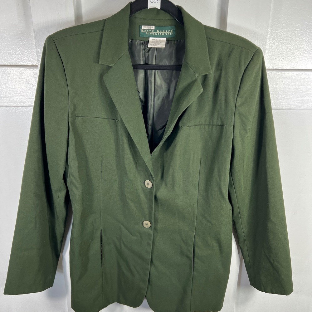 Harve Benard by Benard Holtzman Green Two Button Blazer Jacket 67M 5810 Size 8